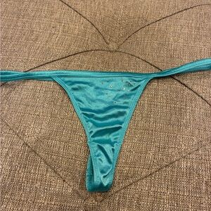 Teal Thong with Rhinestone Accents